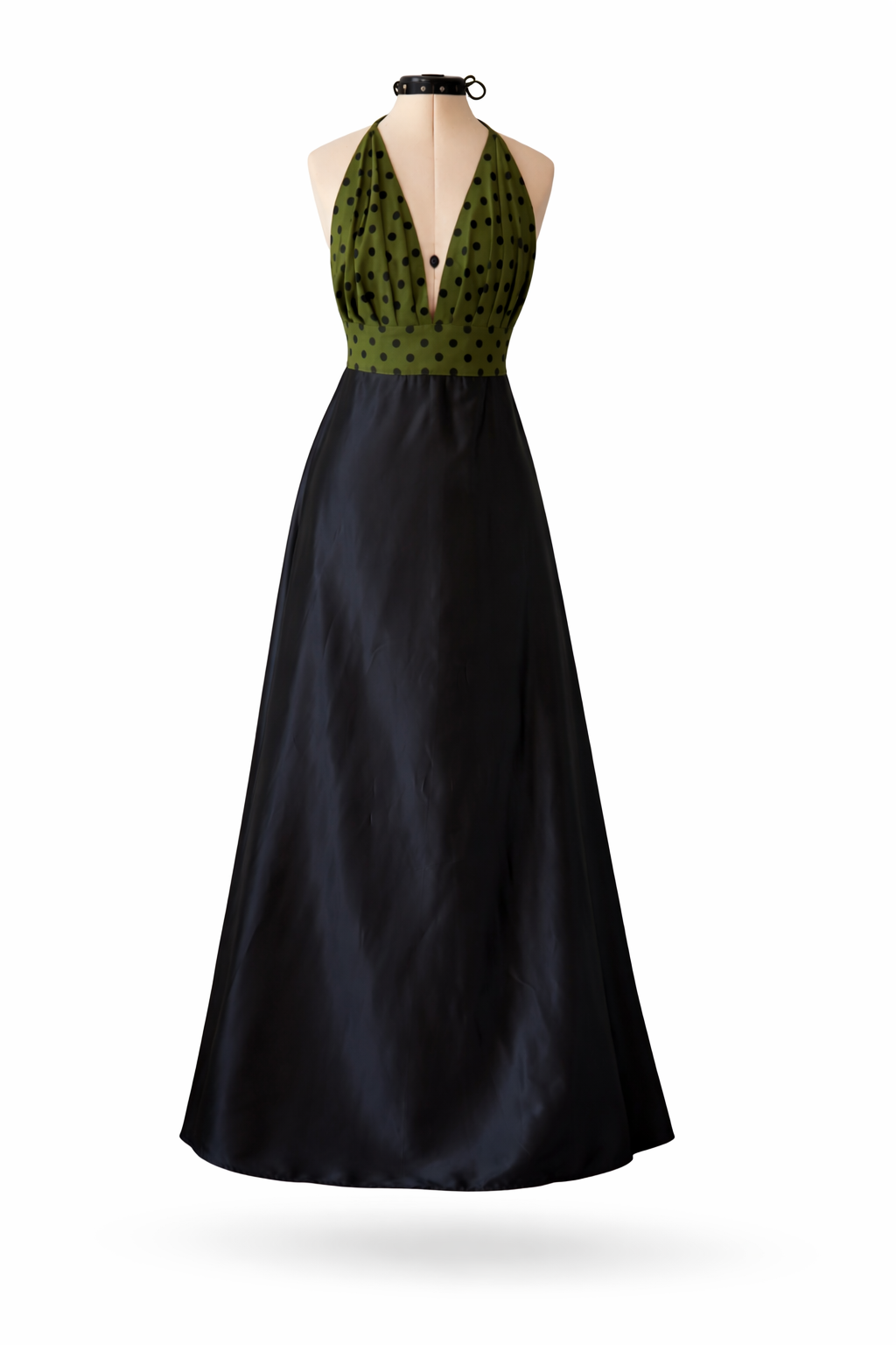 Vestido Largo Halter Midnight Olive