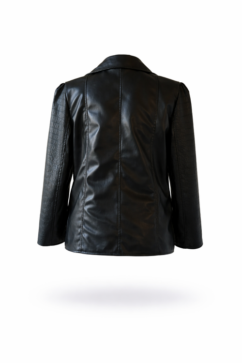 Blazer Cuero Negro Textura
