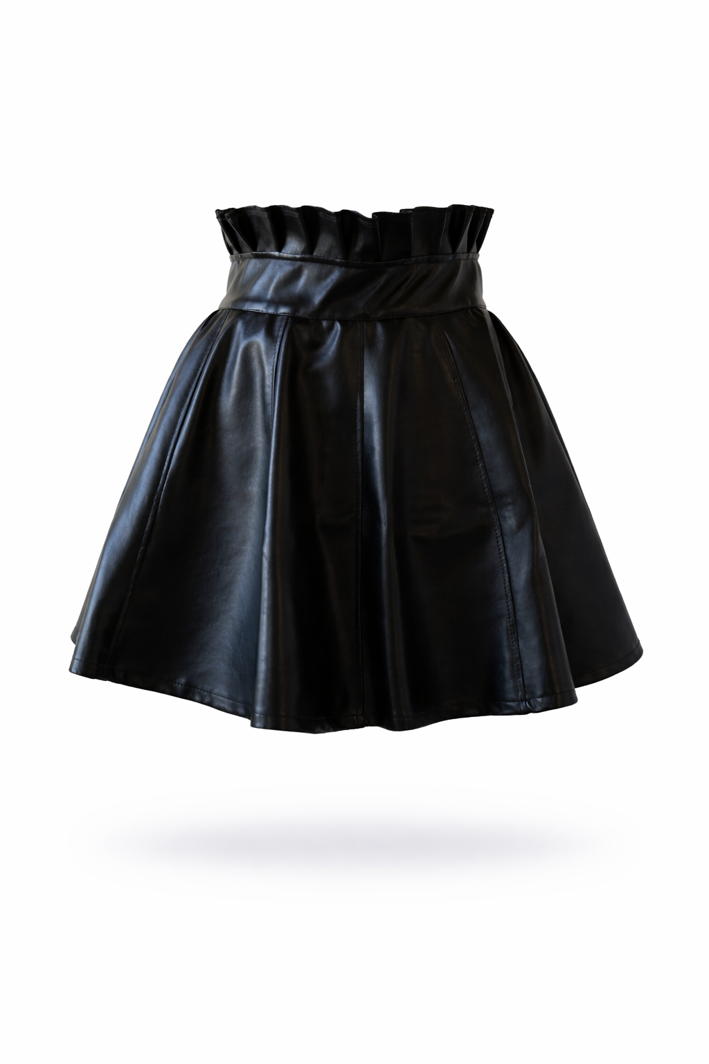 Falda Cuero Negro Cintura Alta