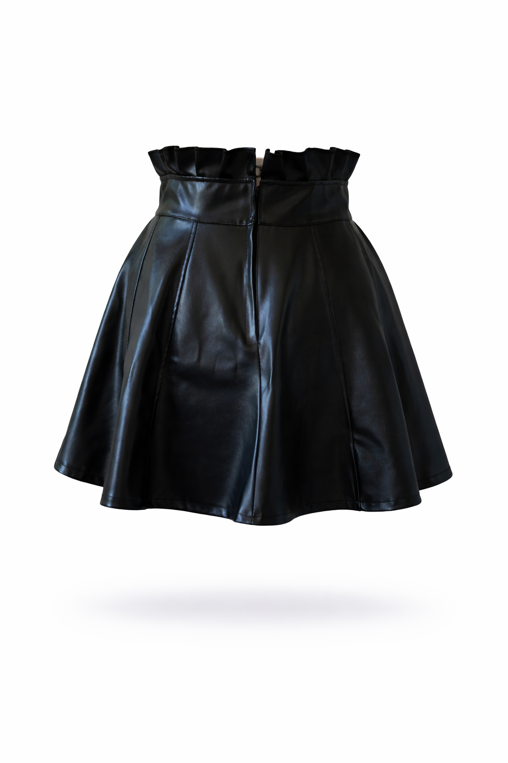 Falda Cuero Negro Cintura Alta