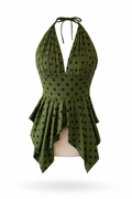 Top halter verde Lunares