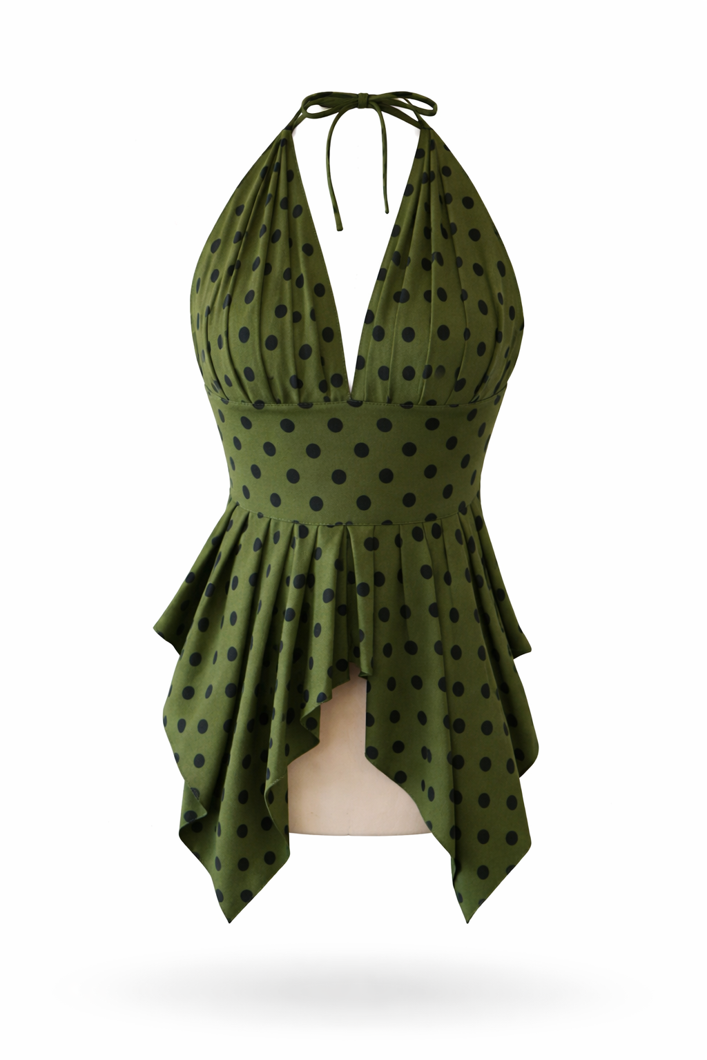 Top halter verde Lunares
